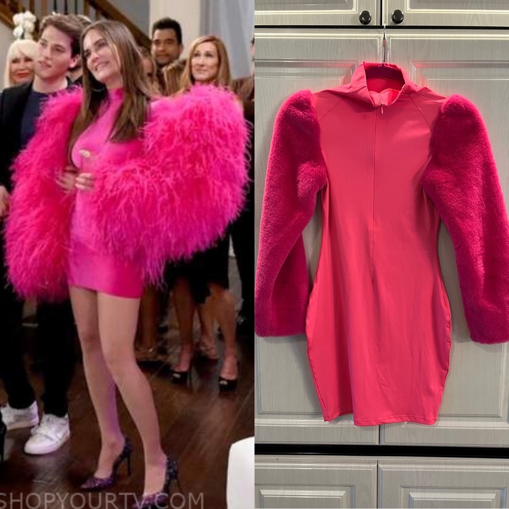 Halloween RHOSLC Real Housewives Costume - Pink Faux Fur Zip Dress Size S Small